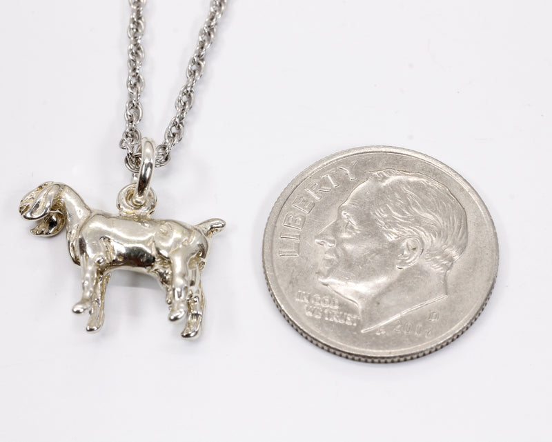 Silver Nubian Dairy Goat Necklace with solid 925 Sterling Silver 3D Goat