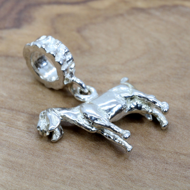 Silver Nubian Dairy Slide Goat Charm with solid 925 Sterling Silver 3D Goat