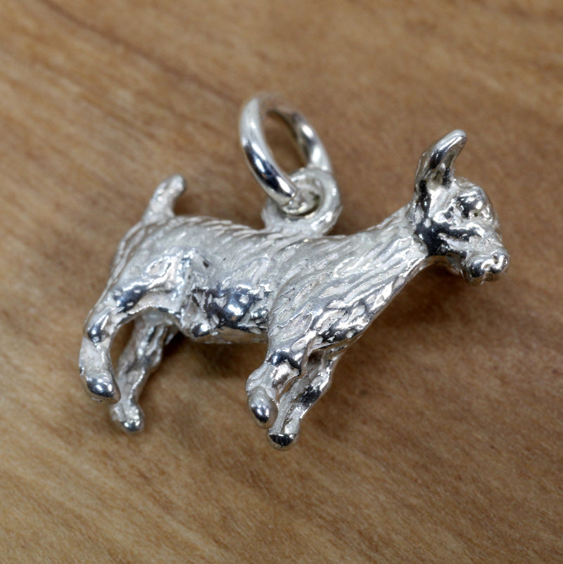 Small Silver Pygmy Goat Charm in four Styles made in  925 Sterling Silver