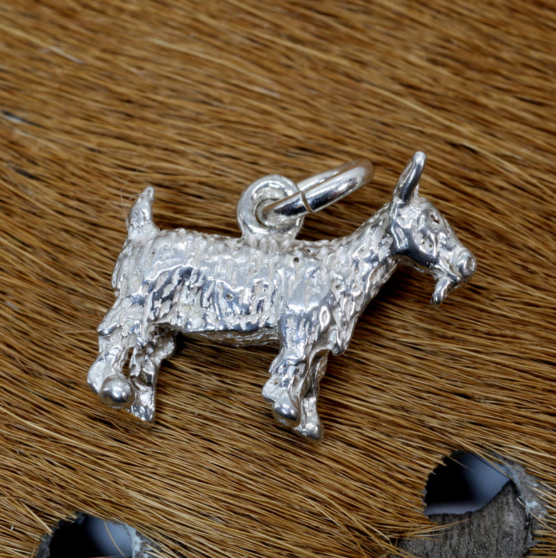 Small Silver Pygmy Goat Charm in four Styles made in  925 Sterling Silver