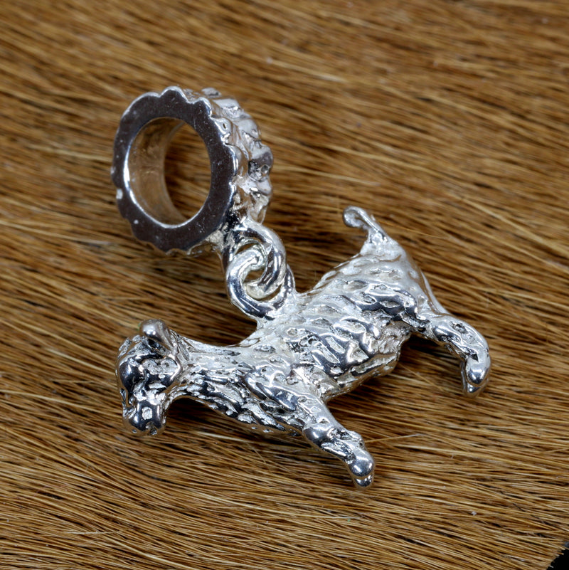Silver Pygmy Goat Pandora Slide Charm made in 925 Sterling Silver