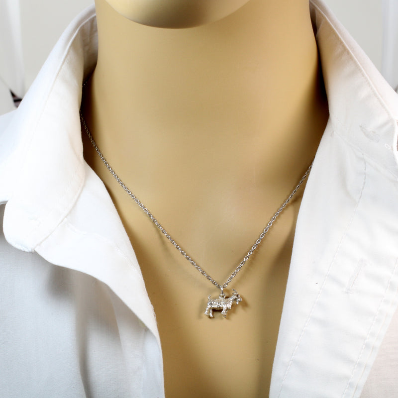 Small Silver Pygmy Goat Necklace made in Solid 925 Sterling Silver