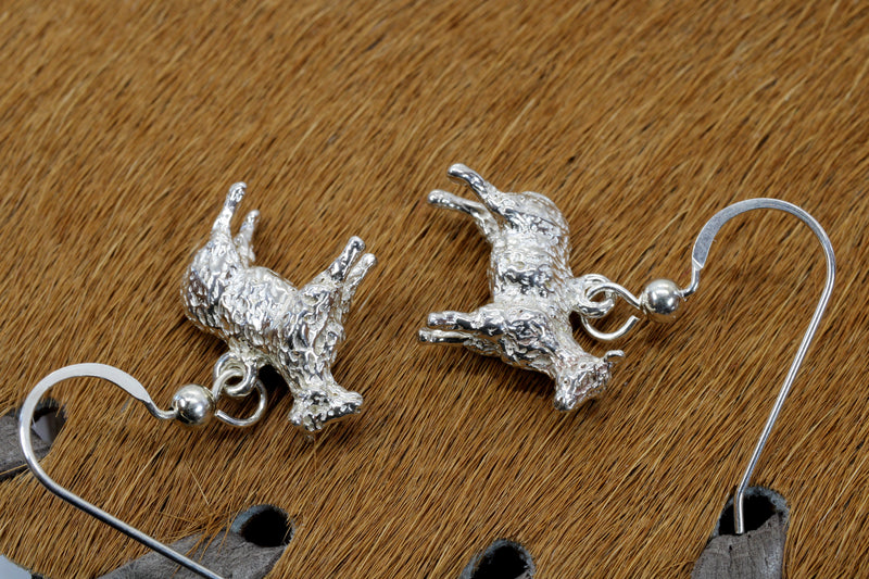 Silver Sheep Dangle Earrings made in Solid 925 Sterling Silver