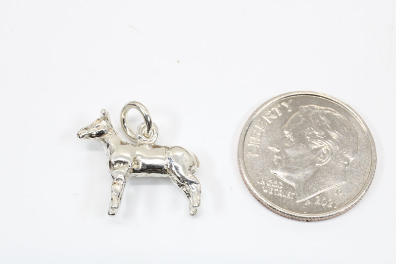 Silver Lamb Charm with 925 Sterling Silver Show Lamb
