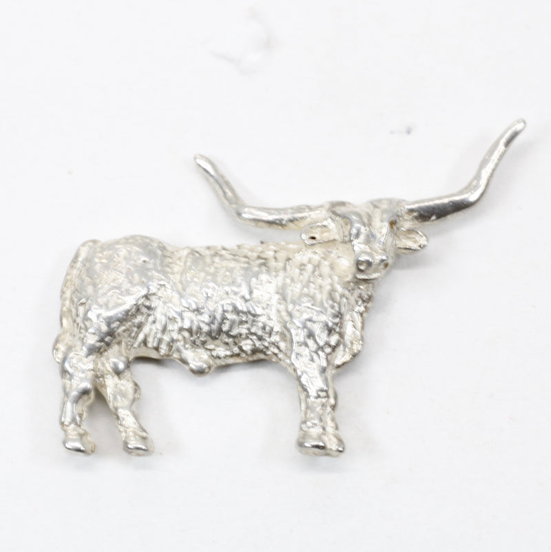 Silver Texas Longhorn Body Tie Tack for him or pin for her