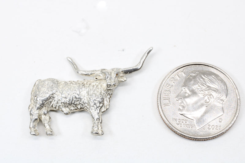 Silver Texas Longhorn Body Tie Tack for him or pin for her