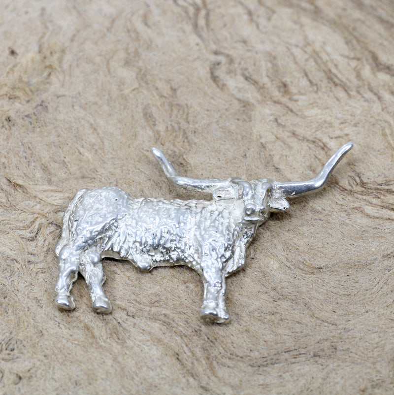 Silver Texas Longhorn Body Tie Tack for him or pin for her