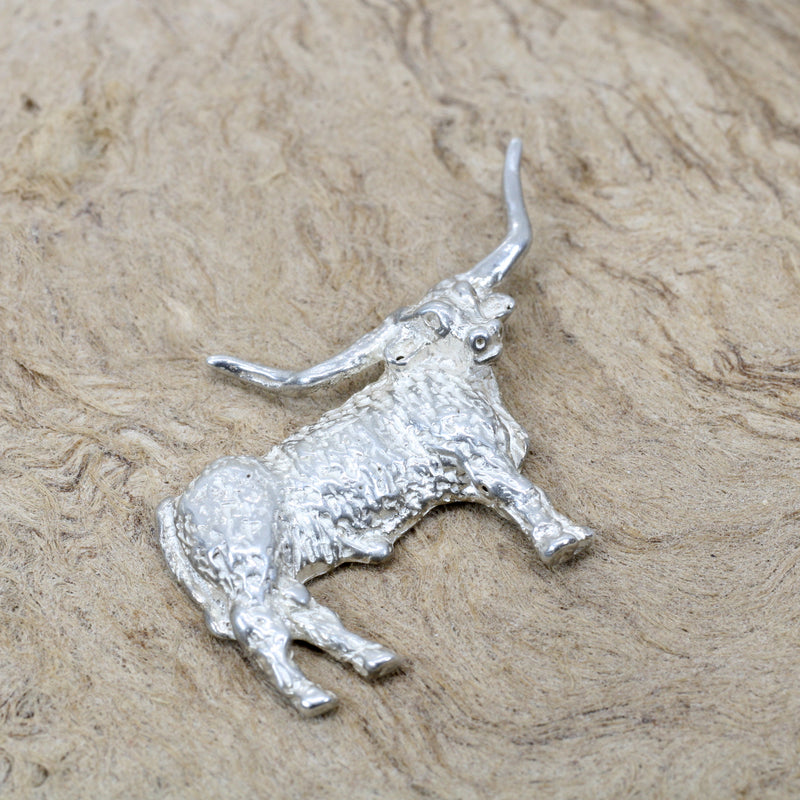 Silver Texas Longhorn Body Tie Tack for him or pin for her