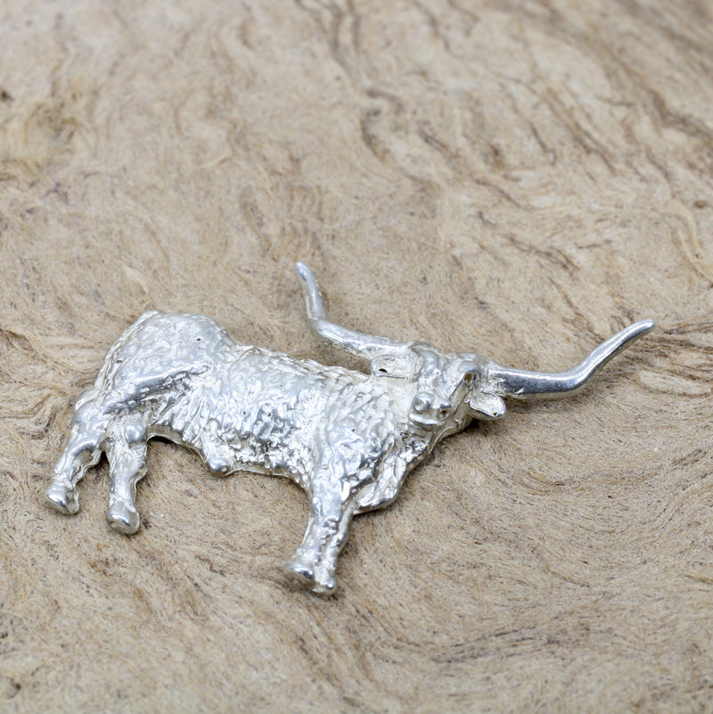 Silver Texas Longhorn Body Tie Tack for him or pin for her