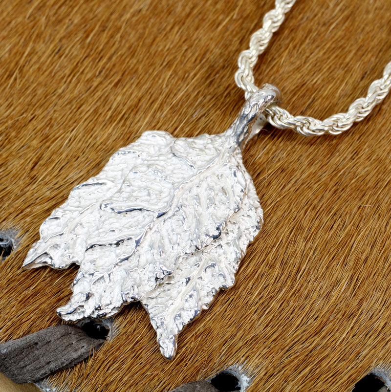 Silver Tobacco Leaf Necklace with solid 925 Sterling Silver Tobacco Charm