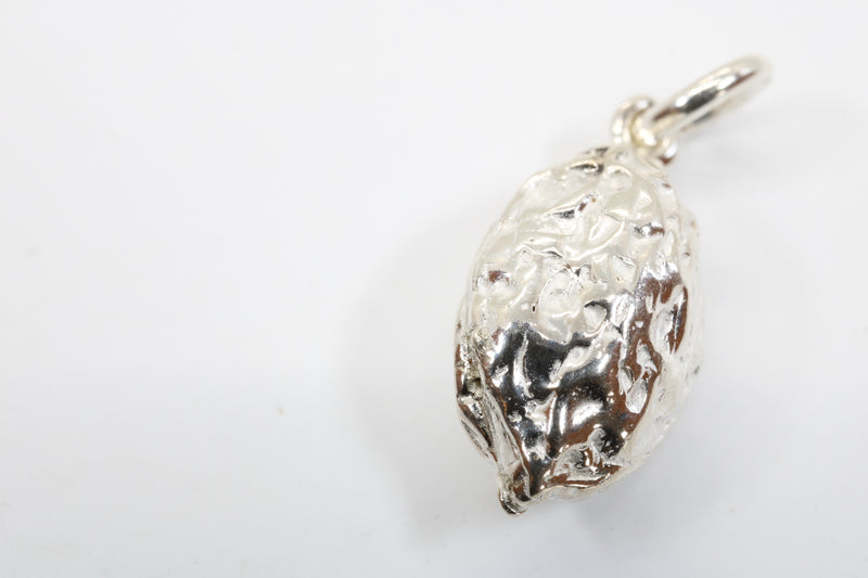 Silver Walnut Charm with solid 925 Sterling Silver Walnut for bracelet