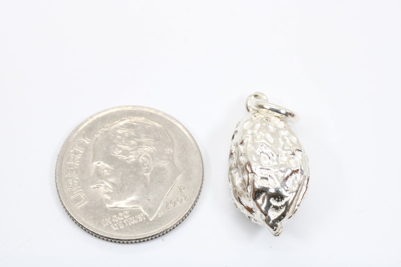 Silver Walnut Charm with solid 925 Sterling Silver Walnut for bracelet