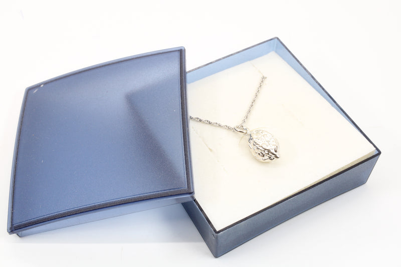 Silver Walnut Necklace with solid 925 Sterling Silver Walnut