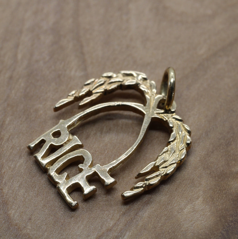 Gold Rice Logo Charm for bracelet made in solid 14kt Gold