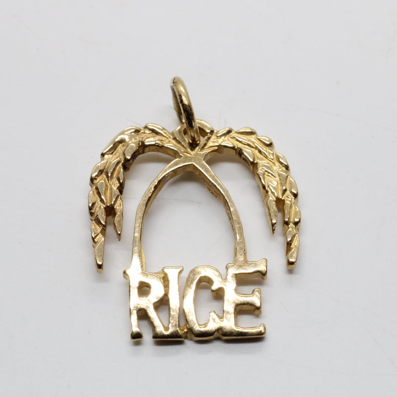 Gold Rice Logo Charm for bracelet made in solid 14kt Gold