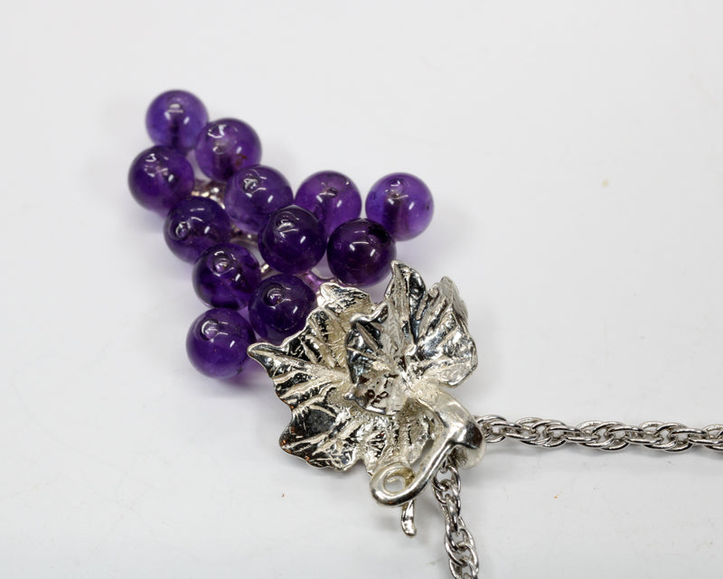 Small Amethyst Grape Cluster Necklace in 925 Sterling Silver Setting