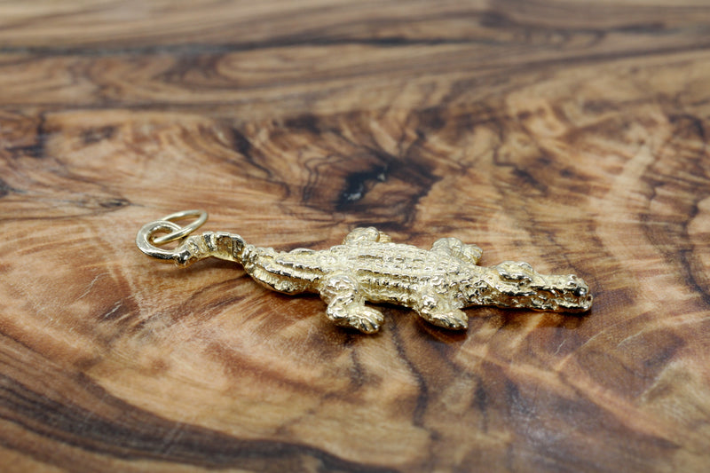 Small Alligator Charm in Solid 14kt Yellow Gold for Her Bracelet