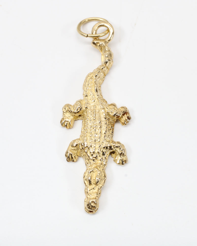 Small Alligator Charm in Solid 14kt Yellow Gold for Her Bracelet