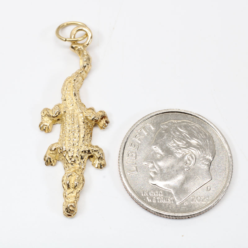 Small Alligator Charm in Solid 14kt Yellow Gold for Her Bracelet