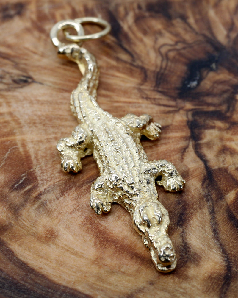 Small Alligator Charm in Solid 14kt Yellow Gold for Her Bracelet