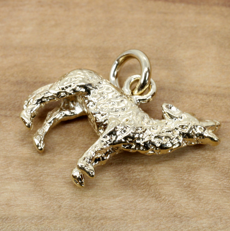 Gold Coyote Charm with 14kt gold vermeil 3D Howling Coyote