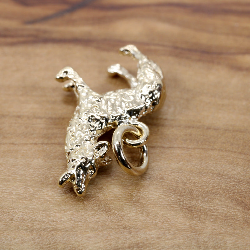 Gold Coyote Charm with 14kt gold vermeil 3D Howling Coyote