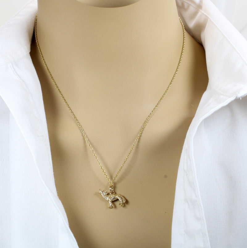 Gold Coyote Necklace with 14kt Gold Vermeil 3D Small Howling Coyote