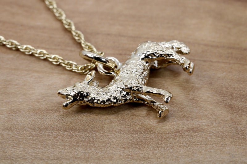 Gold Coyote Necklace with 14kt Gold Vermeil 3D Small Howling Coyote