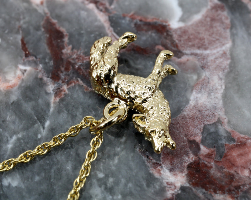 Gold Coyote Necklace with 14kt Gold Vermeil 3D Small Howling Coyote
