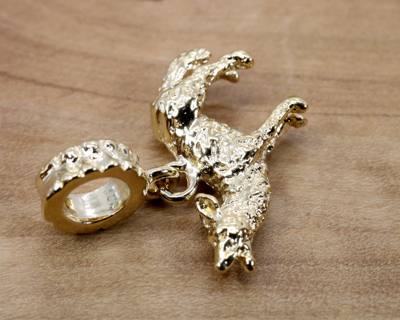 Gold Coyote Slide Charm with 14kt Gold Vermeil 3D Howling Coyote