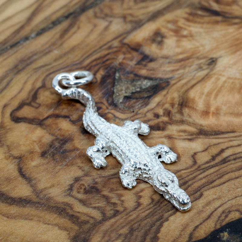 Small Alligator Charm in solid  925Sterling Silver