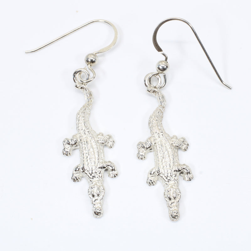 Small Alligator Dangle Earrings in 925 Sterling Silver