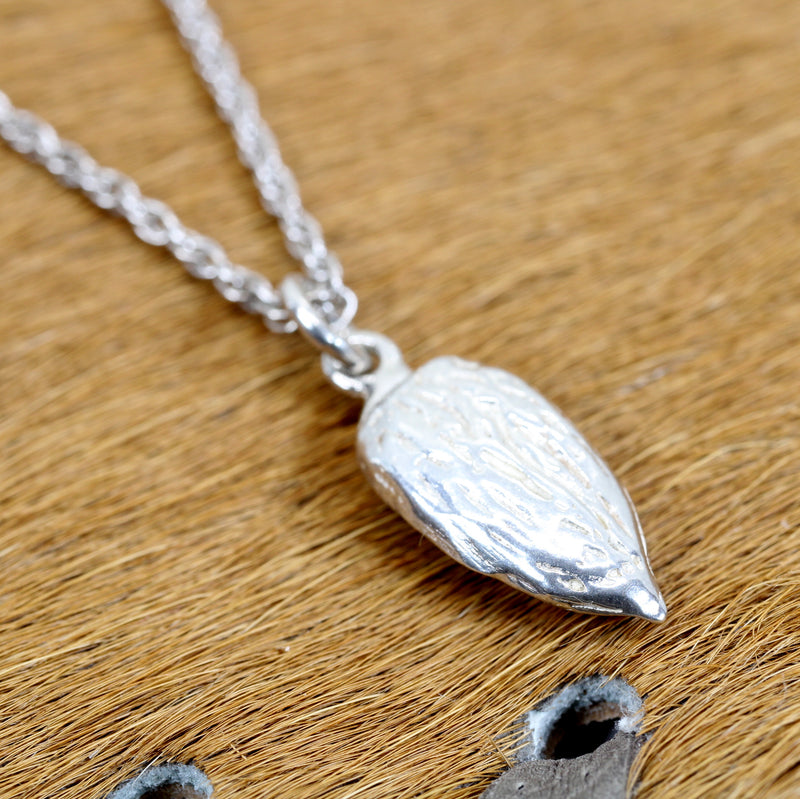 Silver Almond necklace with Smaller size 925 Sterling Silver Almond