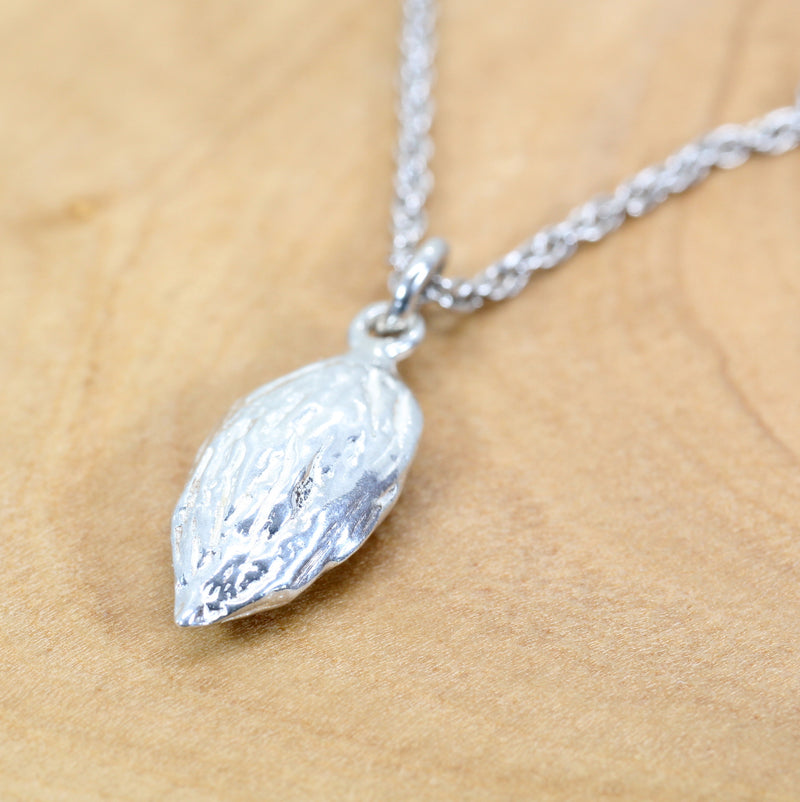 Silver Almond necklace with Smaller size 925 Sterling Silver Almond