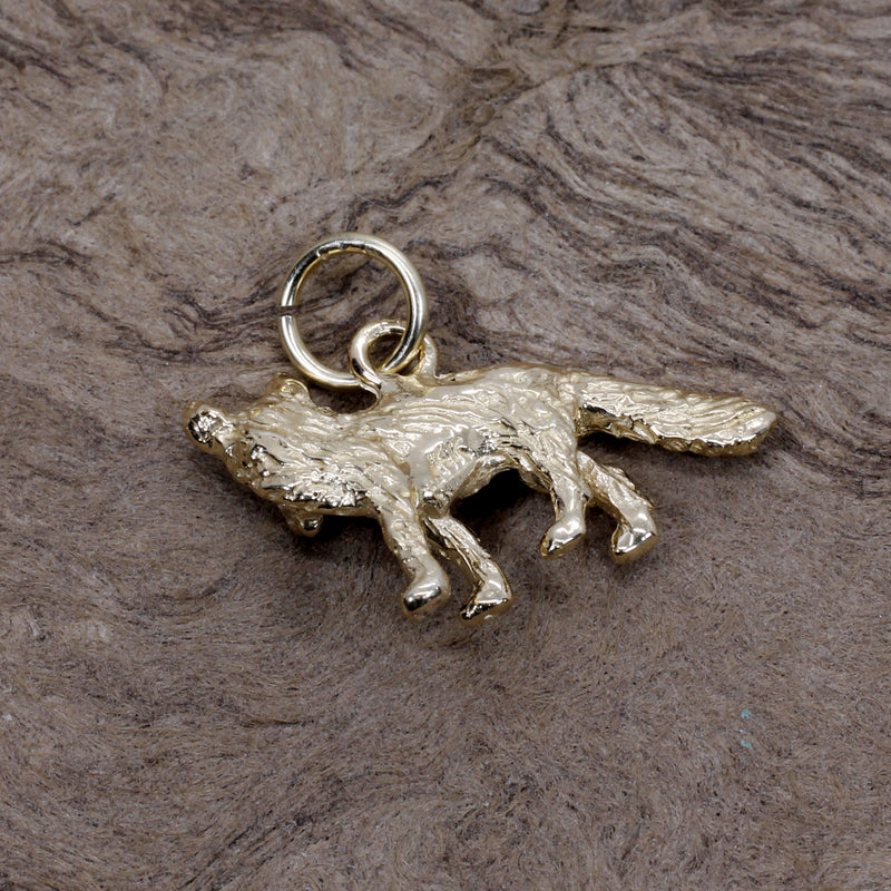 Gold Fox Charm with solid 14kt gold 3D Fox