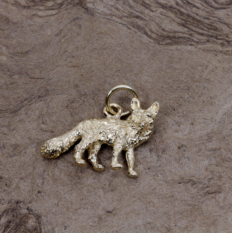 Gold Fox Charm with solid 14kt gold 3D Fox