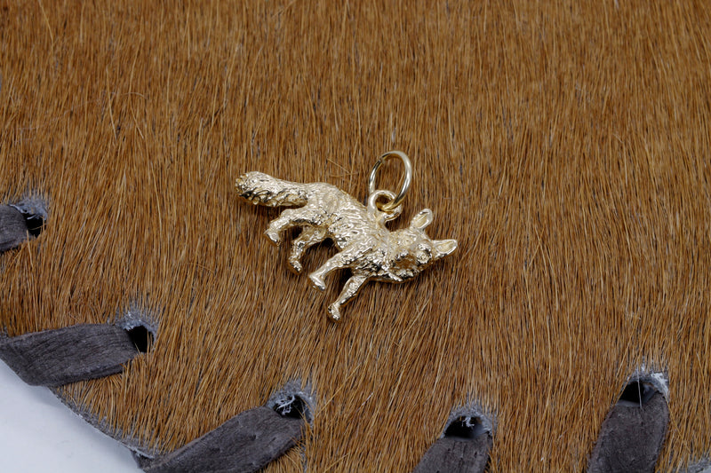 Gold Fox Charm with solid 14kt gold 3D Fox