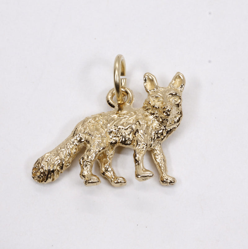 Gold Fox Charm with solid 14kt gold 3D Fox