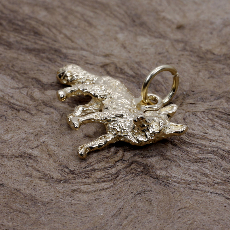 Gold Fox Charm with solid 14kt gold 3D Fox