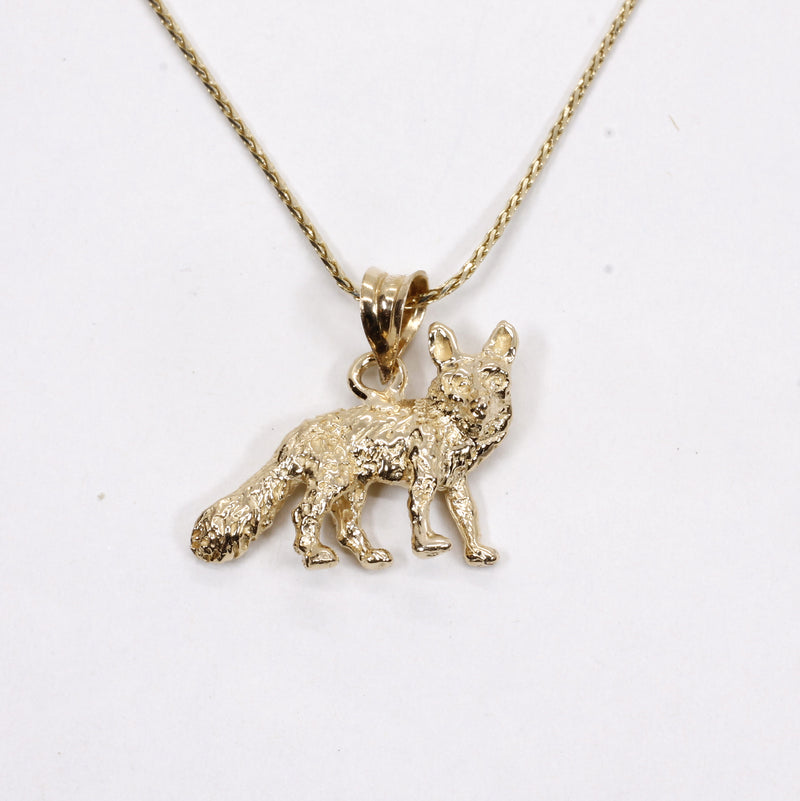 Gold Fox Necklace with solid 14kt gold 3D Fox