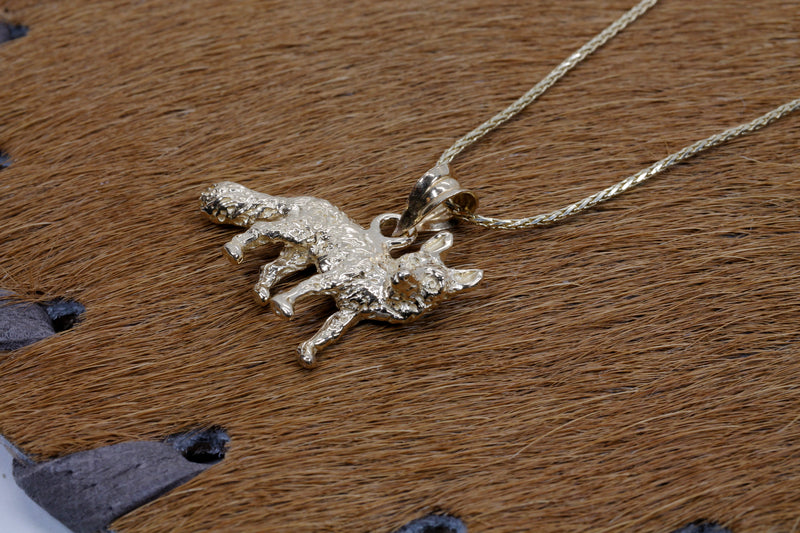 Gold Fox Necklace with solid 14kt gold 3D Fox