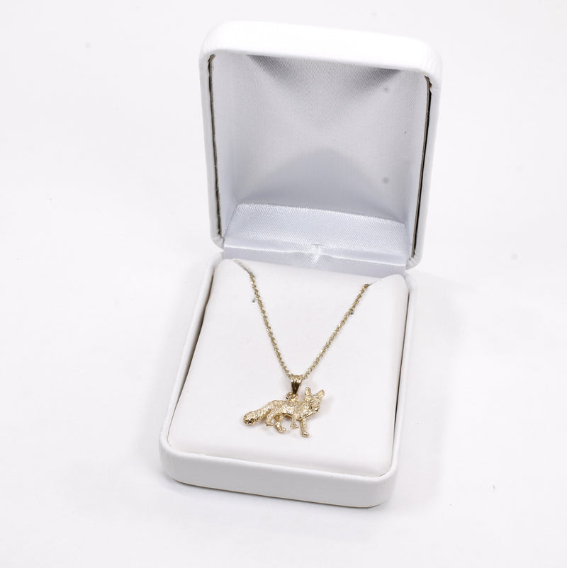 Gold Fox Necklace with solid 14kt gold 3D Fox