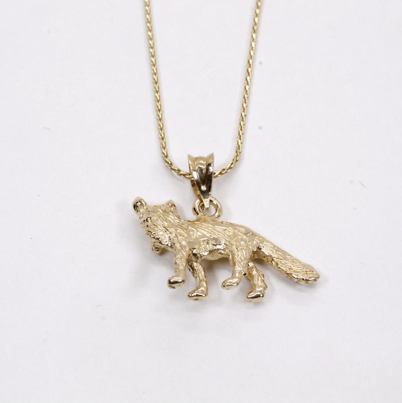 Gold Fox Necklace with solid 14kt gold 3D Fox