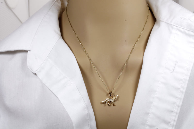 Gold Fox Necklace with solid 14kt gold 3D Fox