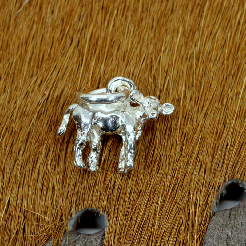 Tiny Calf Charm for bracelet made in 925 Sterling Silver