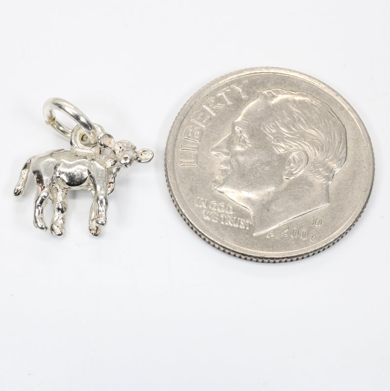 Tiny Calf Charm for bracelet made in 925 Sterling Silver