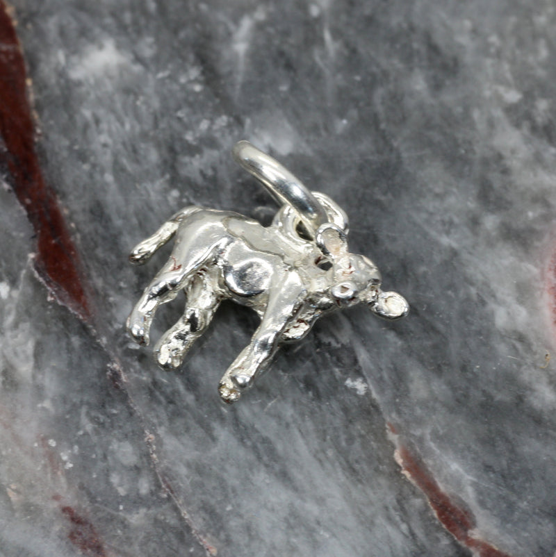 Tiny Calf Charm for bracelet made in 925 Sterling Silver