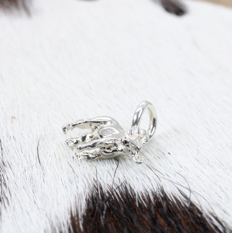 Tiny Calf Charm for bracelet made in 925 Sterling Silver