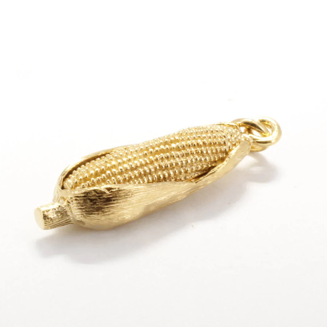 Gold Corn Charm in Large Size made in 14kt Gold Vermeil Questions & Answers