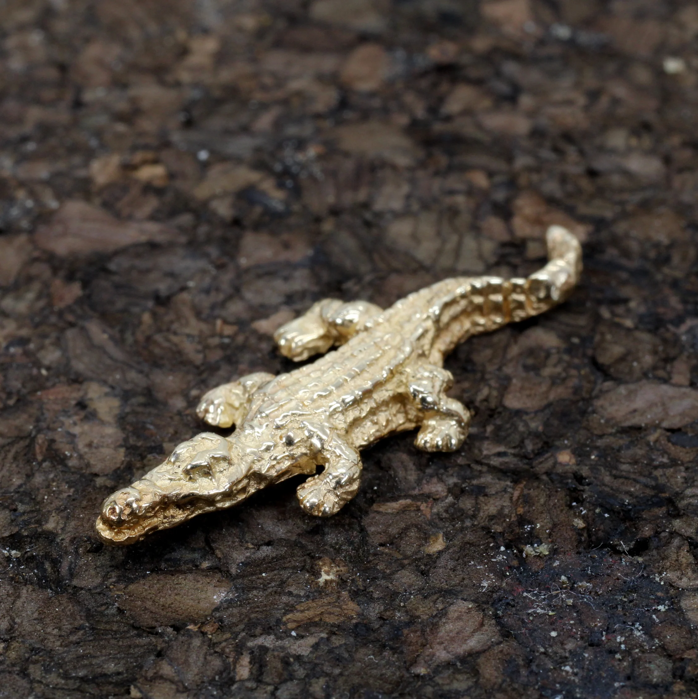 Small Gold Alligator Tie Tack for Him in solid 14kt Gold Questions & Answers